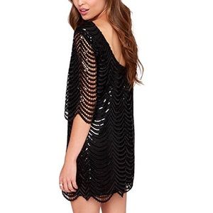 NWT Sequin-Overlay Shift Dress in Black, S & M avail.